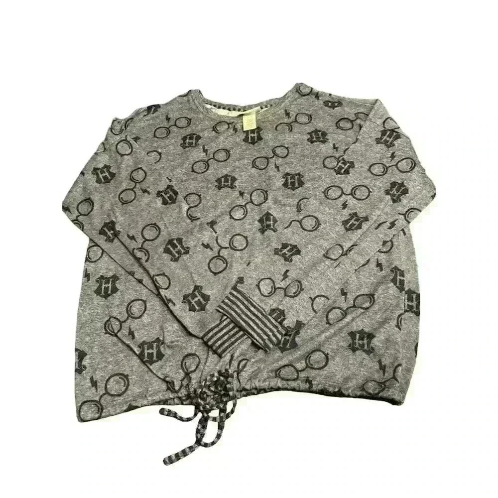 Wizarding World Harry Potter Women's Gray Graphic Long Sleeve Top L